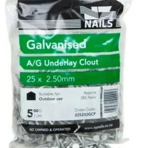 25 x 2.5 Clouts Galv 500g Underlay Nails