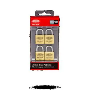 Padlock Brass 25mm 4Pk Lockwood