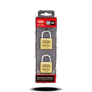 Padlock Brass 30mm 2Pk Lockwood