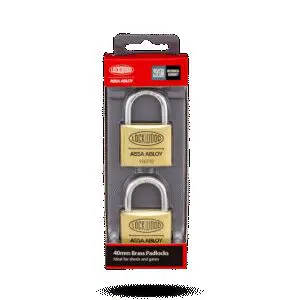 Padlock Brass 40/23mm 2Pk Lockwood