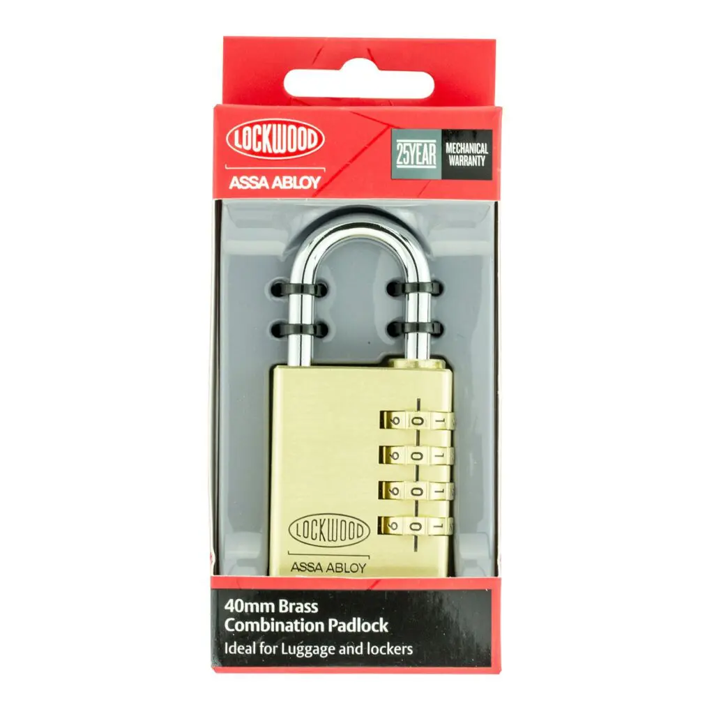 Padlock Brass 40mm Combination Lockwood