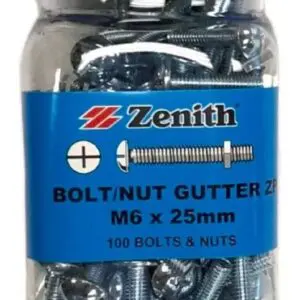 Zenith Gutter Bolt M6 x 25mm 100pc