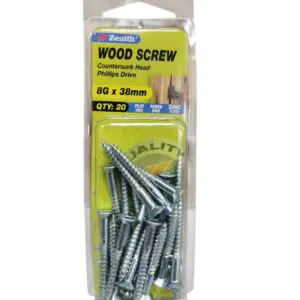 Wood Screws Phl Zp Csk 8G x 38 Sp20