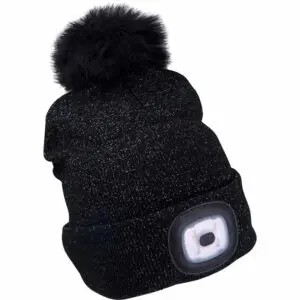 Black Beanie Light/ pom pom