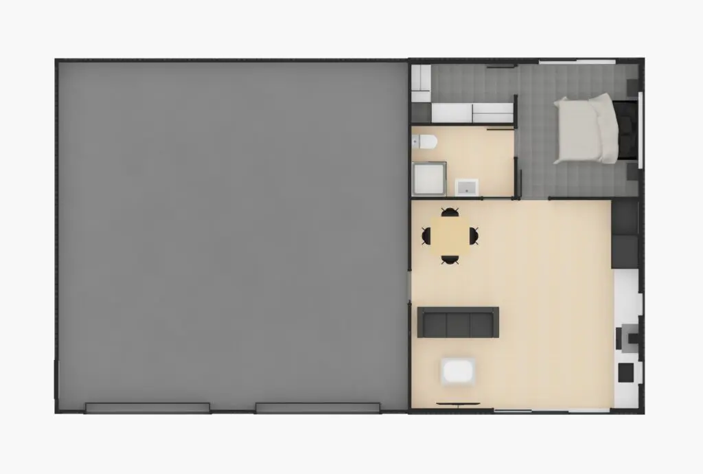 One Bedroom Shed Home Floor Plan