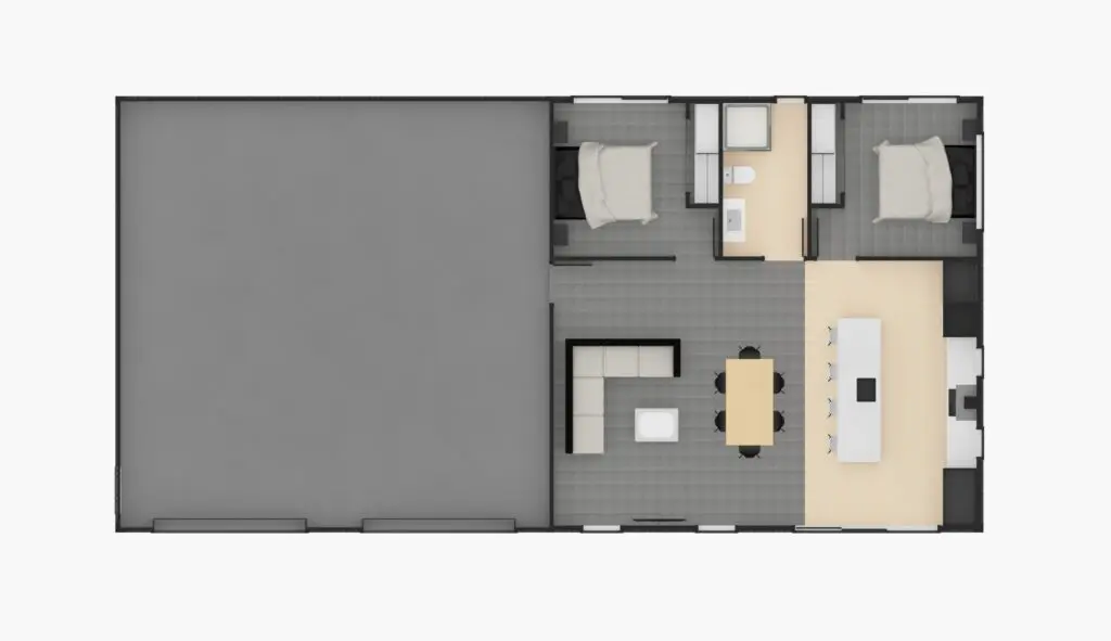 Two Bedroom Shed Home Floor Plan