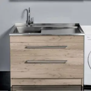 VCBC Horoi 1200 Laundry Cabinet Melamine Melamine With S/S Top with Tub