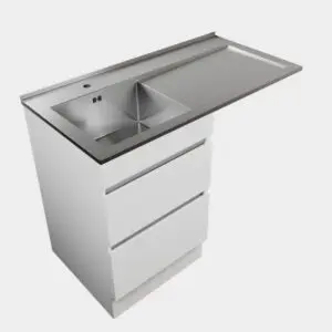 VCBC Horoi 600 Laundry Cabinet Painted Painted White With S/S Top with Tub