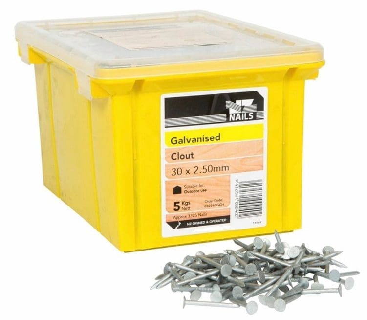 Handclouts 30 x 2.5 Clouts Galv 5kg Nails - ITM Stratford