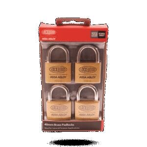 Padlock Brass 40mm 4Pk Lockwood