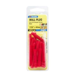 Wallplug Red Plastic 7/32 x 40mm 30Pc