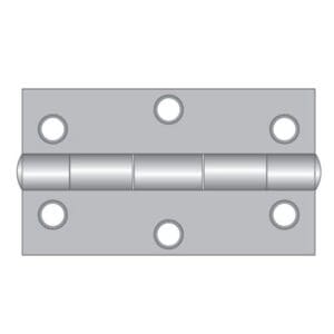65mm x 25mm Flush Fixed Pin Hinge Zinc Plate