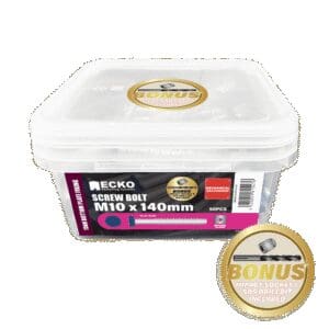 M10 x 140 Galv Screw Bolt Blue Head Box of 50