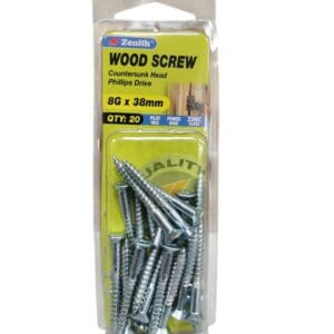 Wood Screws Phl Zp Csk 8G x 38 Sp20